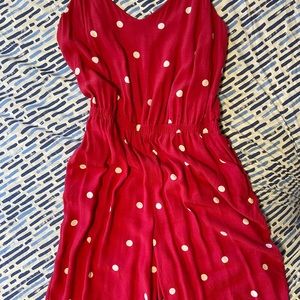 LOFT Red and white polka dots jump suit